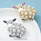 PENDRA Pearlbloom Rhinestone Sheep Brooch