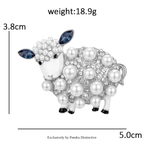 PENDRA Pearlbloom Rhinestone Sheep Brooch
