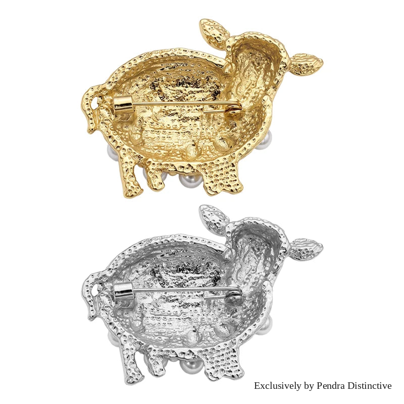 PENDRA Pearlbloom Rhinestone Sheep Brooch