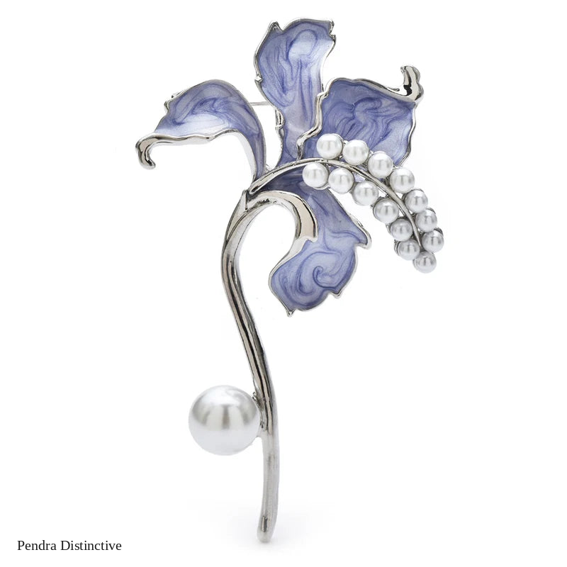 PENDRA Pearlfleur Enamel Pearl Flower Brooch