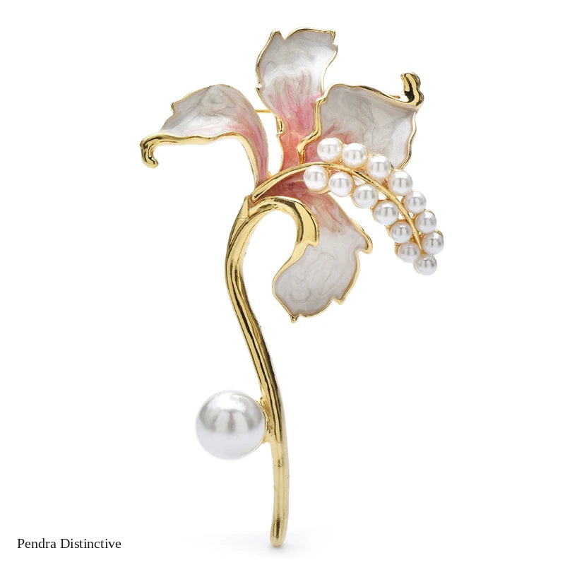 PENDRA Pearlfleur Enamel Pearl Flower Brooch