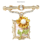 PENDRA Pearlfleur Natural Pearl Oil-Painting Flower Brooch