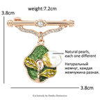PENDRA Pearlfleur Natural Pearl Oil-Painting Flower Brooch