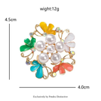PENDRA Pearlora Enamel Pearl Flower Brooch
