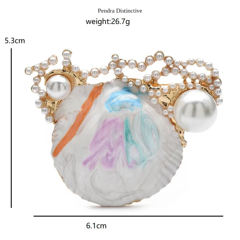 PENDRA PearlShell Enamel Pearl Shell Brooch