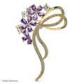 PENDRA Amethyst Purple Crystal Flower Bow Brooch