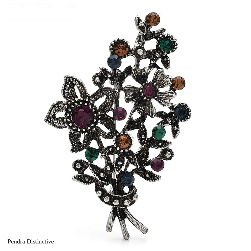 PENDRA Banquet Rhinestone Flower Brooch
