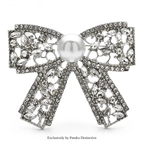 PENDRA Bowelle Rhinestone Pearl Bow Brooch