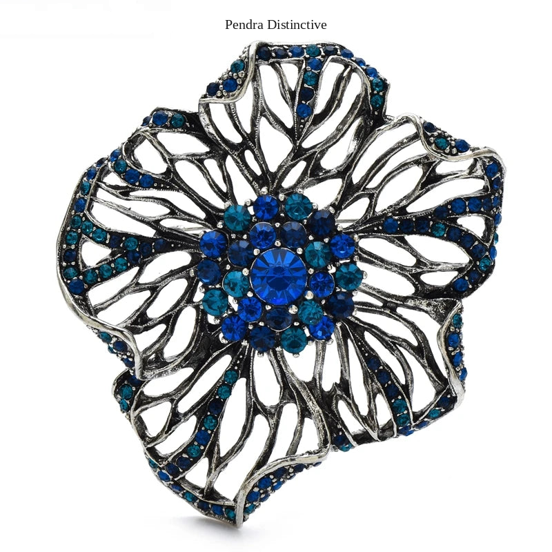 PENDRA Florence Rhinestone Flower Brooch
