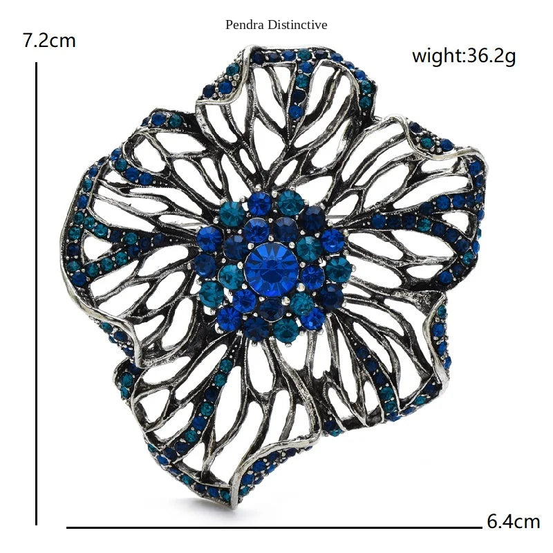 PENDRA Florence Rhinestone Flower Brooch