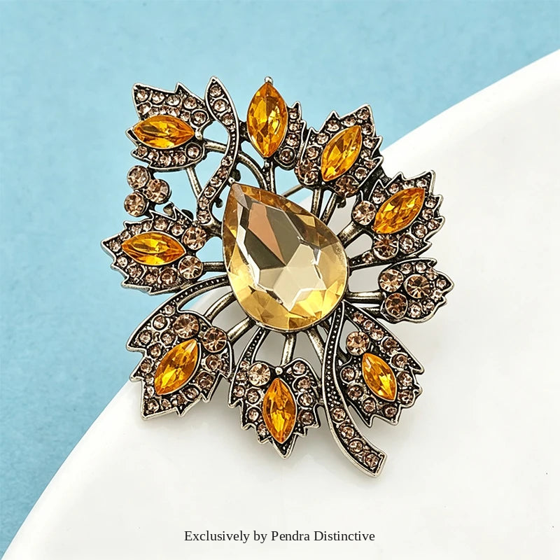 PENDRA Florielle5 Rhinestone Brooch