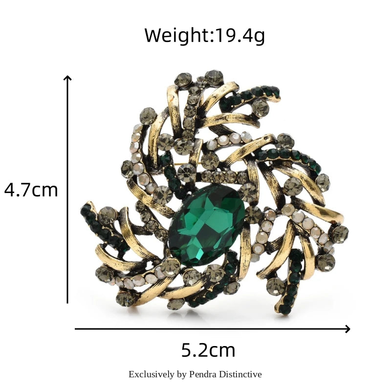 PENDRA Geometra Crystal Geometric Flower Brooch