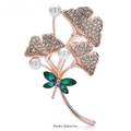PENDRA Ginkgo Rhinestone Ginkgo Leaf Brooch