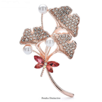 PENDRA Ginkgo Rhinestone Ginkgo Leaf Brooch