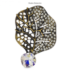 PENDRA Leafelle Rhinestone Crystal Leaf Brooch