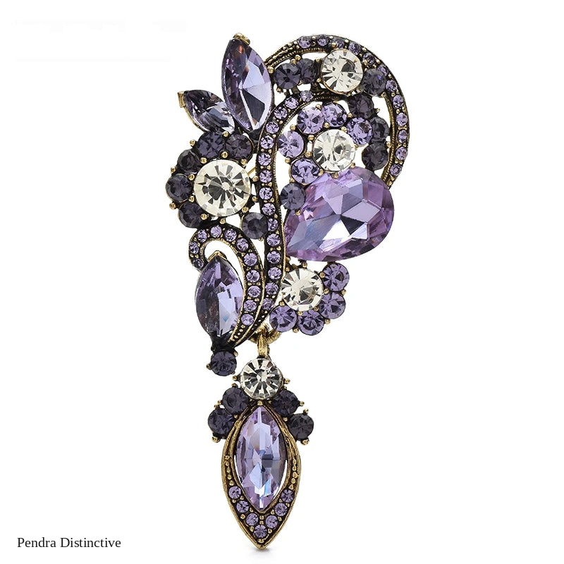PENDRA Regent Crystal Waterdrop Flower Brooch