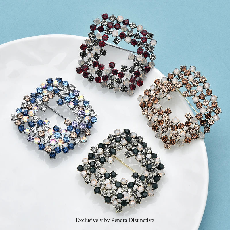 PENDRA Rhombelle Rhinestone Geometric Rhombus Brooch