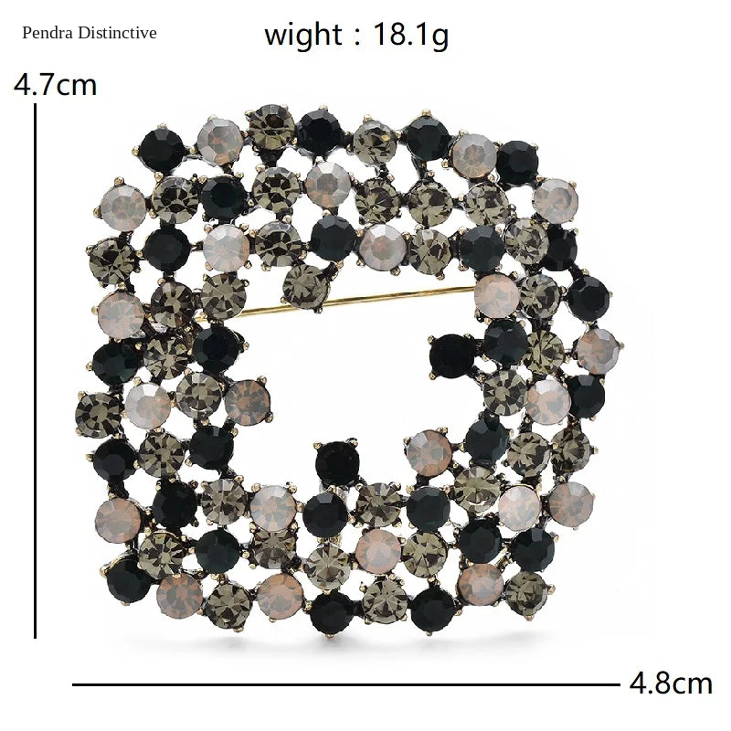 PENDRA Rhombelle Rhinestone Geometric Rhombus Brooch