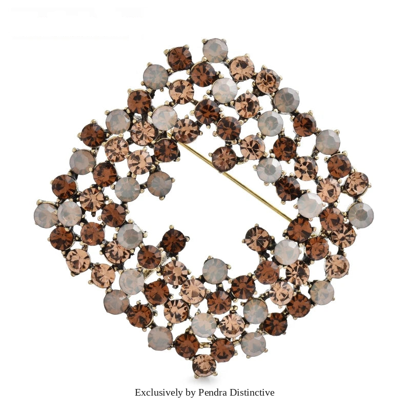 PENDRA Rhombelle Rhinestone Geometric Rhombus Brooch