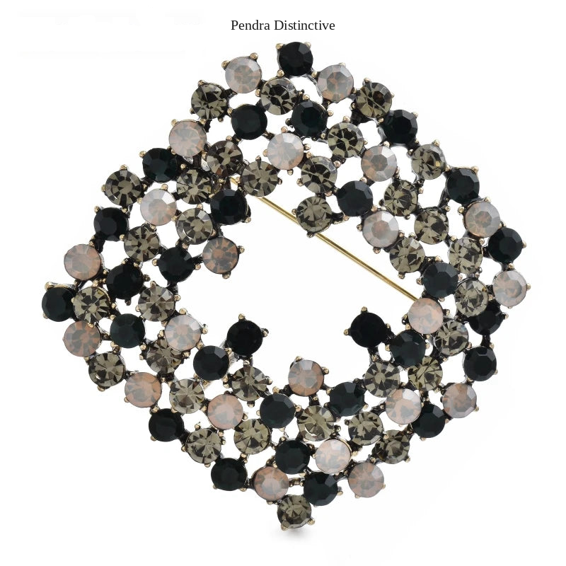 PENDRA Rhombelle Rhinestone Geometric Rhombus Brooch