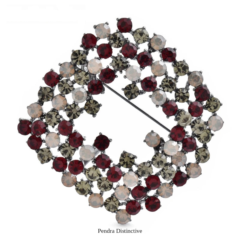 PENDRA Rhombelle Rhinestone Geometric Rhombus Brooch