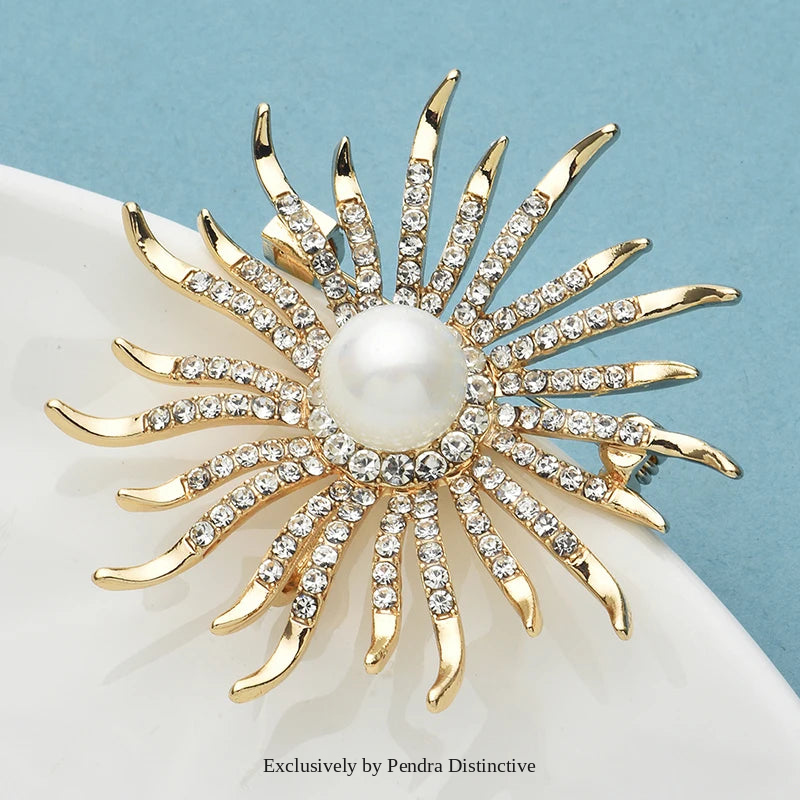 PENDRA Sunelle Rhinestone Sun Flower Brooch