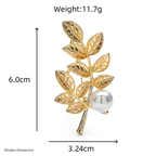 PENDRA Wheatgold Pearl Wheat Leaf Brooch