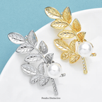 PENDRA Wheatgold Pearl Wheat Leaf Brooch