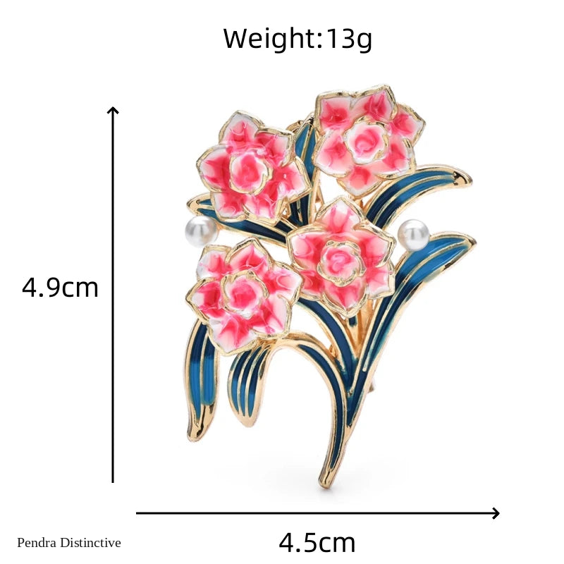 PENDRA Peonia Enamel Peony Flower Brooch