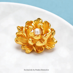 PENDRA Peonia Gold Peony Flower Brooch