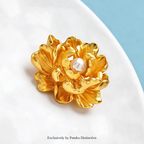 PENDRA Peonia Gold Peony Flower Brooch
