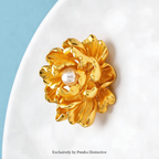 PENDRA Peonia Gold Peony Flower Brooch