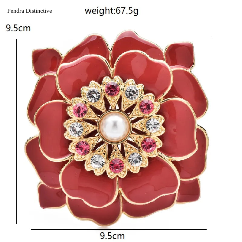 PENDRA Peonia Large Peony Flower Brooch