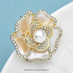 PENDRA Peonia Pearl Enamel Peony Brooch