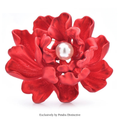 PENDRA Peonia Red Peony Flower Brooch