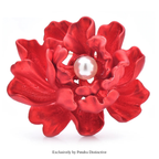 PENDRA Peonia Red Peony Flower Brooch