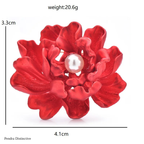 PENDRA Peonia Red Peony Flower Brooch