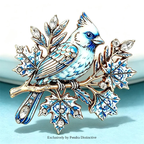PENDRA Perched Songbird Vintage Rhinestone Brooch