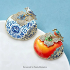 PENDRA Persimora Bird and Persimmon Brooch