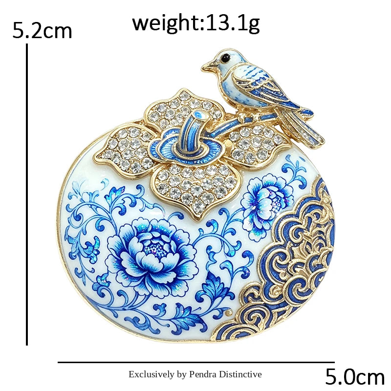 PENDRA Persimora Bird and Persimmon Brooch