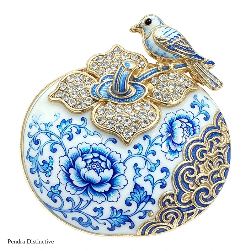 PENDRA Persimora Bird and Persimmon Brooch