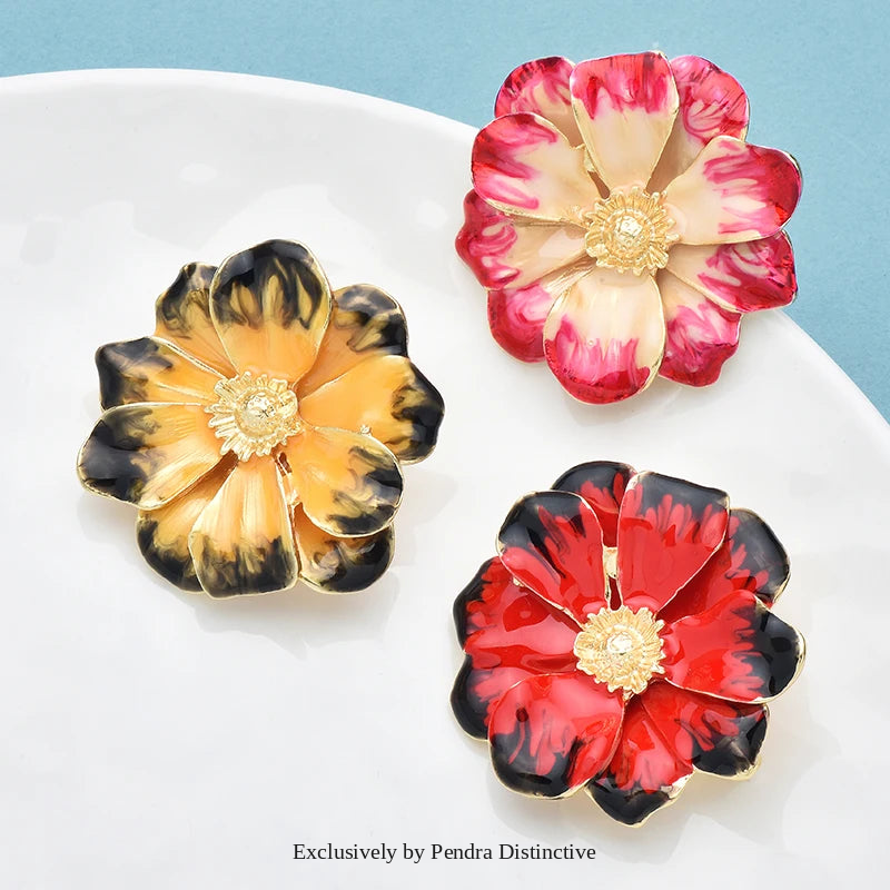 PENDRA Petalia Enamel Flower Brooch