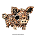 PENDRA Pigletique Enamel Rhinestone Pig Brooch