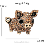 PENDRA Pigletique Enamel Rhinestone Pig Brooch