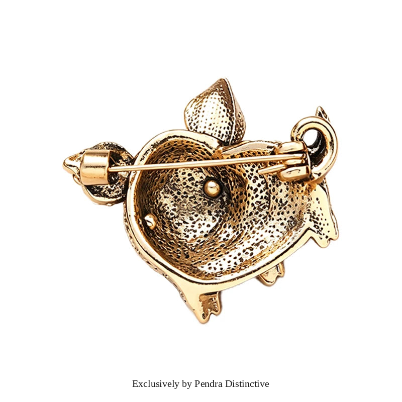 PENDRA Pigletique Enamel Rhinestone Pig Brooch