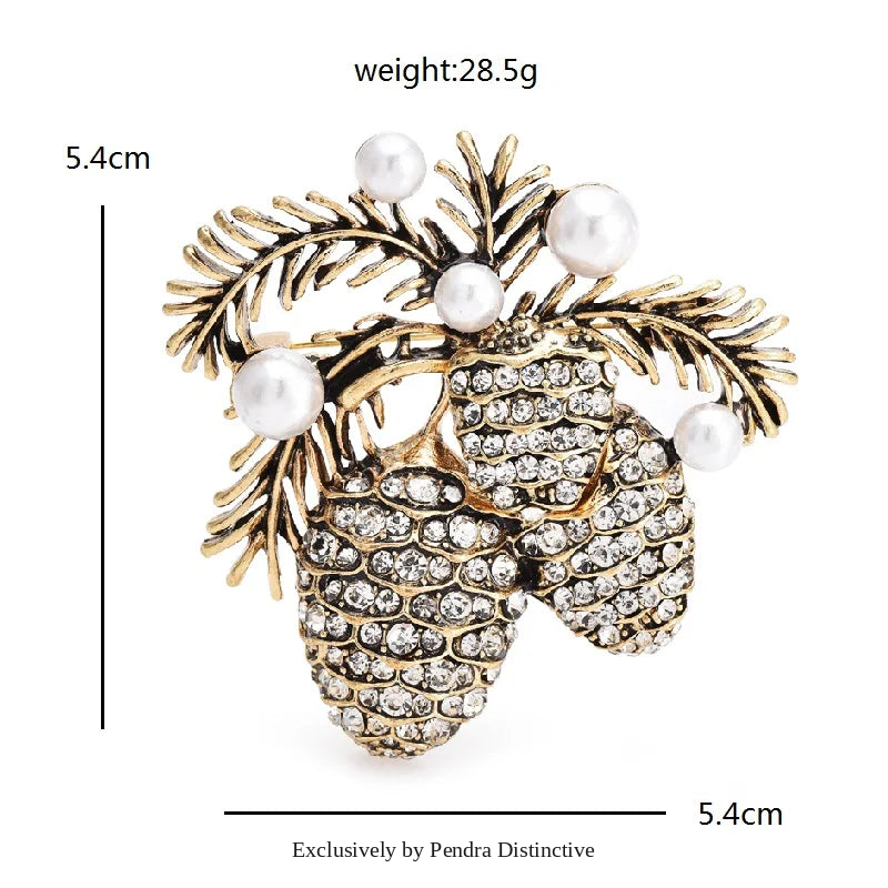 PENDRA Pine Vintage Pine-Nut Christmas Brooch