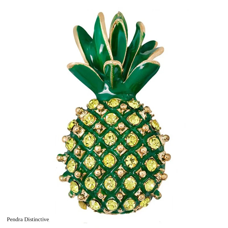 PENDRA Pineapella Rhinestone Pineapple Brooch