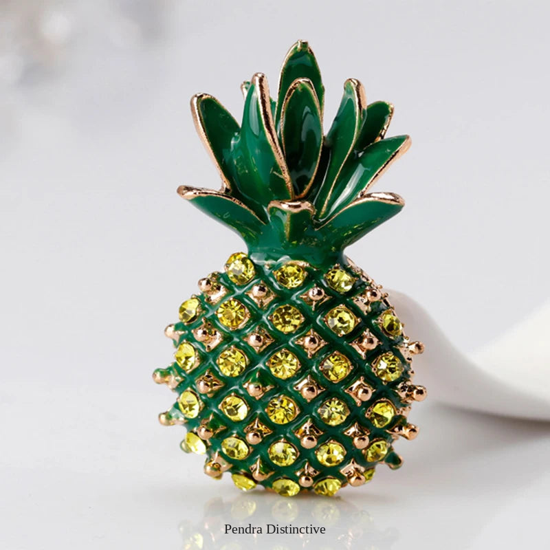 PENDRA Pineapella Rhinestone Pineapple Brooch