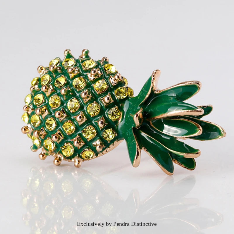 PENDRA Pineapella Rhinestone Pineapple Brooch