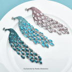 PENDRA Plume Rhinestone Tassel Peacock Brooch